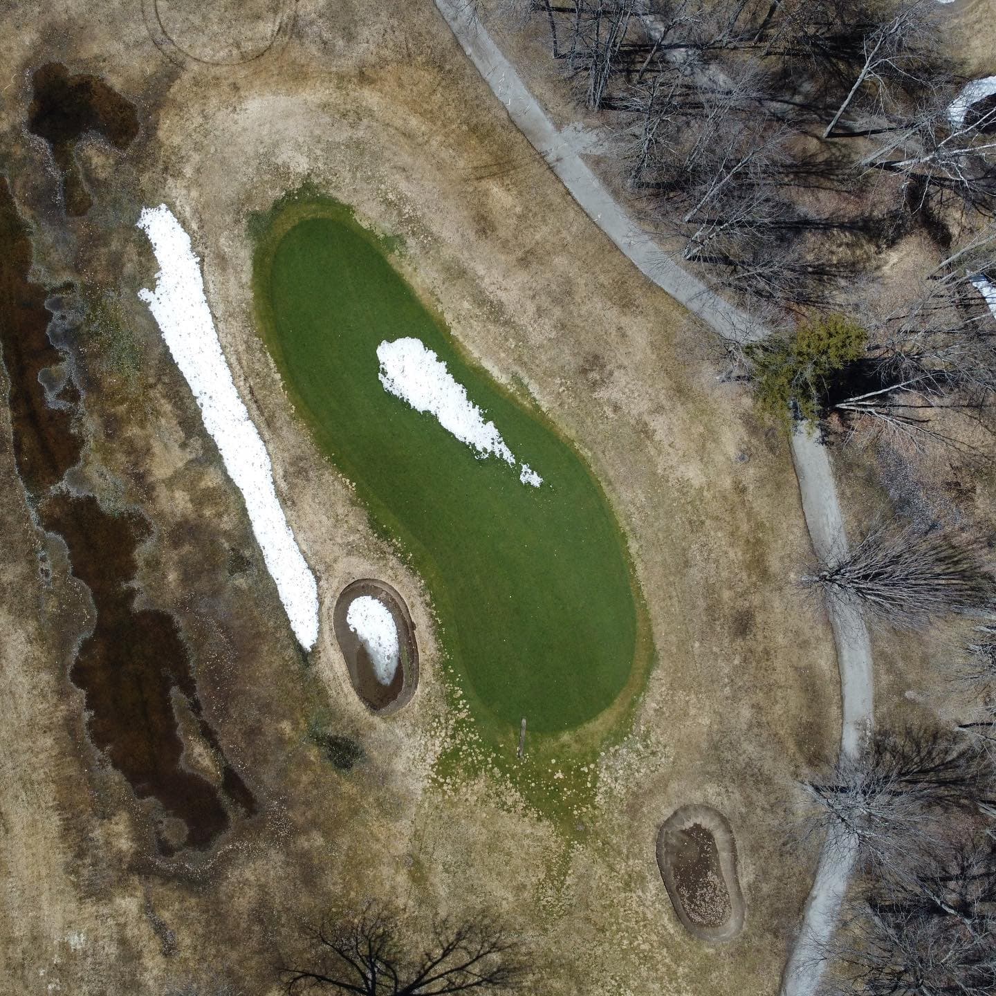 The snow is almost gone. Excited for some warm weather this week to get the course dried up! #PlayTheLake