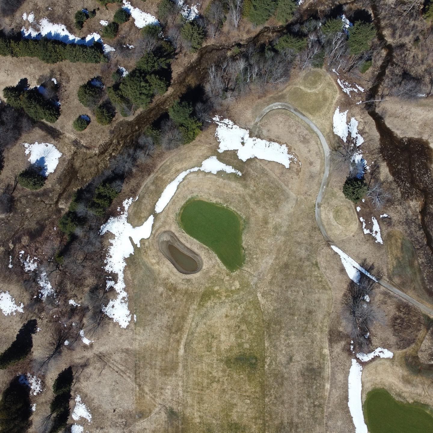 The snow is almost gone. Excited for some warm weather this week to get the course dried up! #PlayTheLake