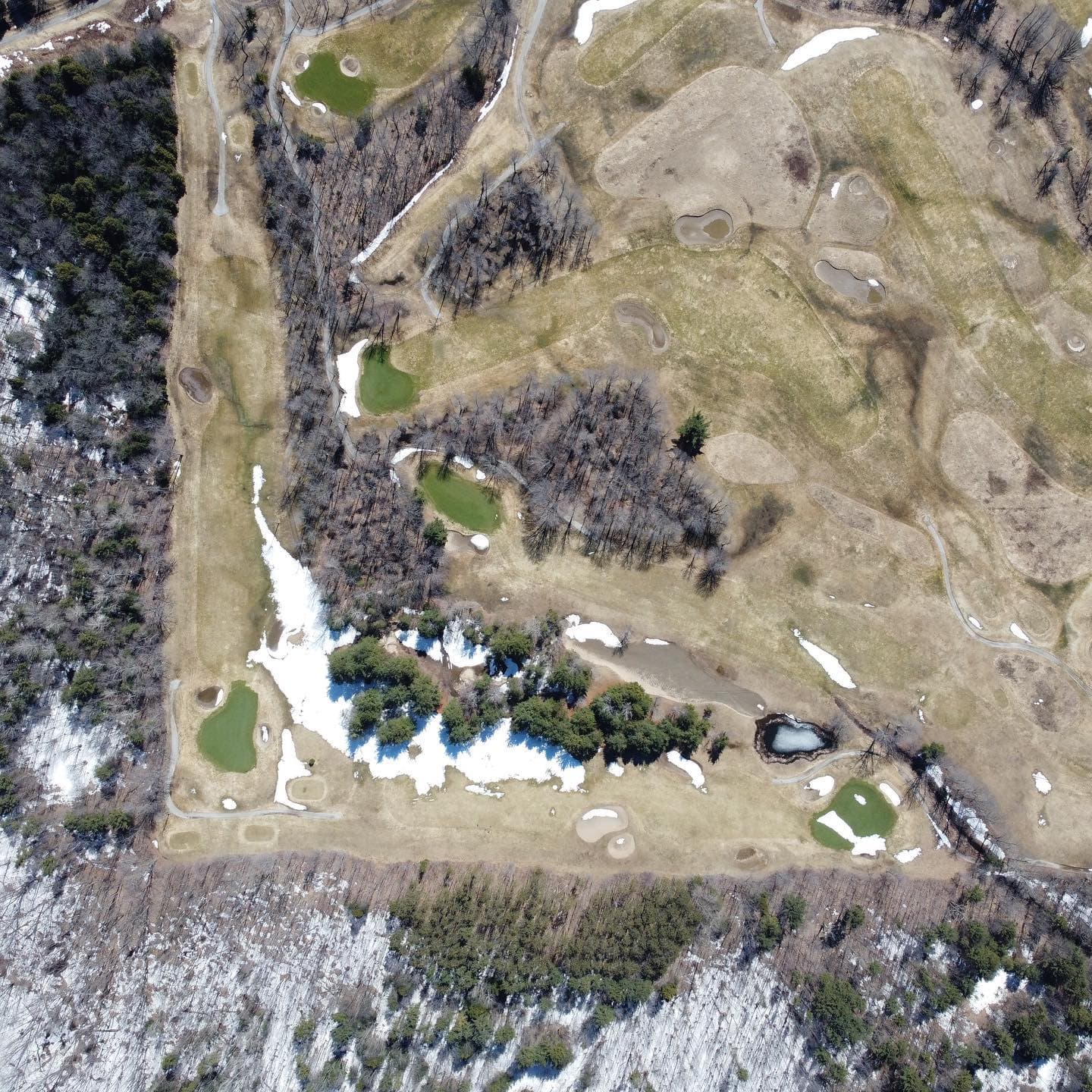 The snow is almost gone. Excited for some warm weather this week to get the course dried up! #PlayTheLake