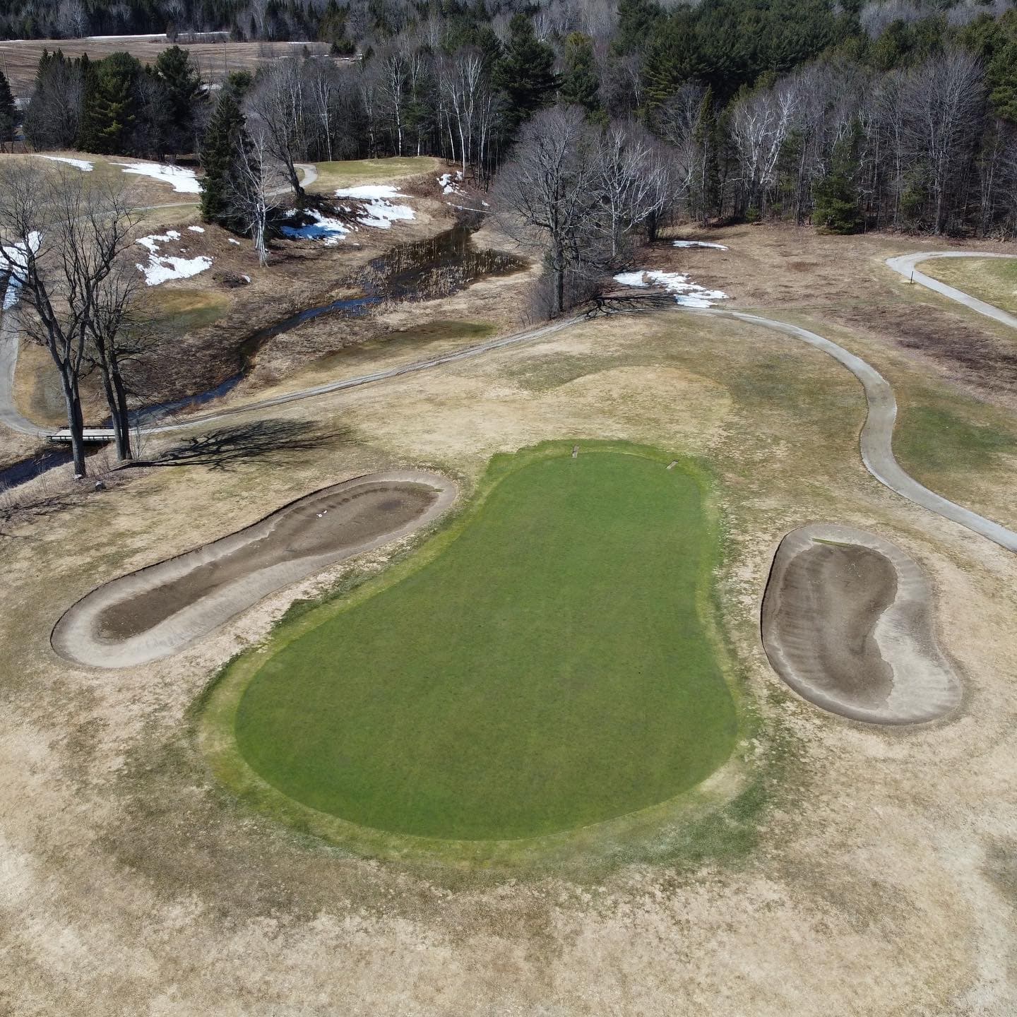 The snow is almost gone. Excited for some warm weather this week to get the course dried up! #PlayTheLake