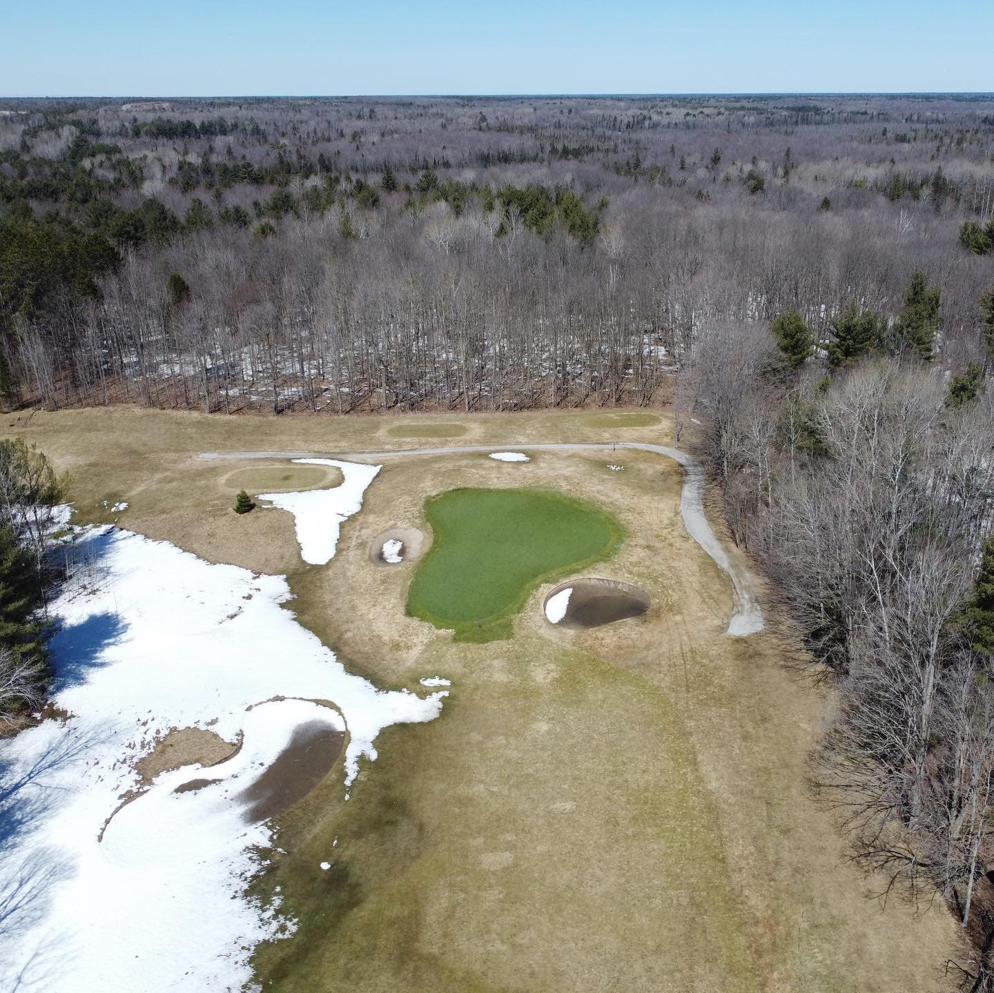 The snow is almost gone. Excited for some warm weather this week to get the course dried up! #PlayTheLake