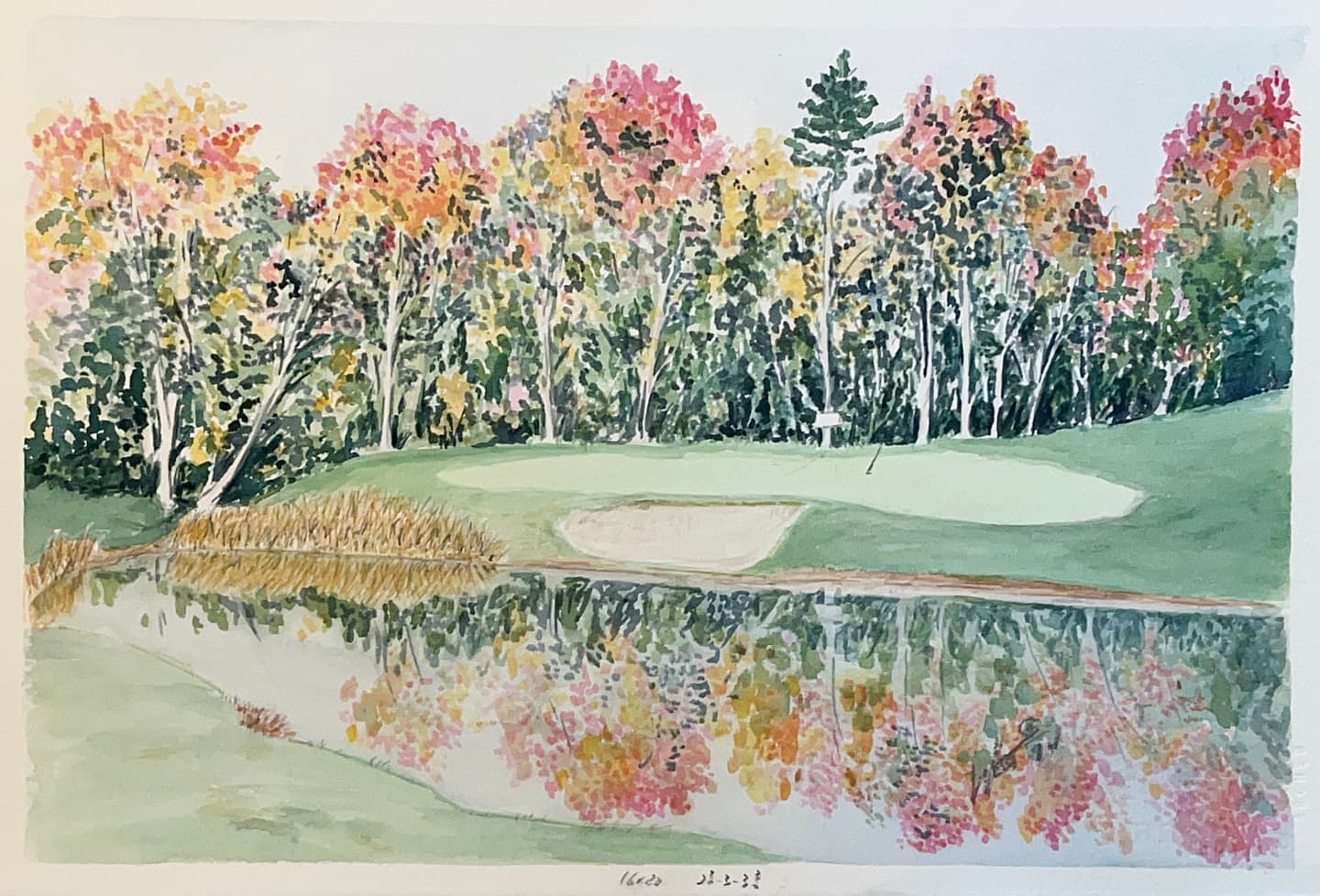 A painting of 5 north from the mid-1980s. The rock wall was added in the late 1990s to handle erosion issues #PlayTheLake