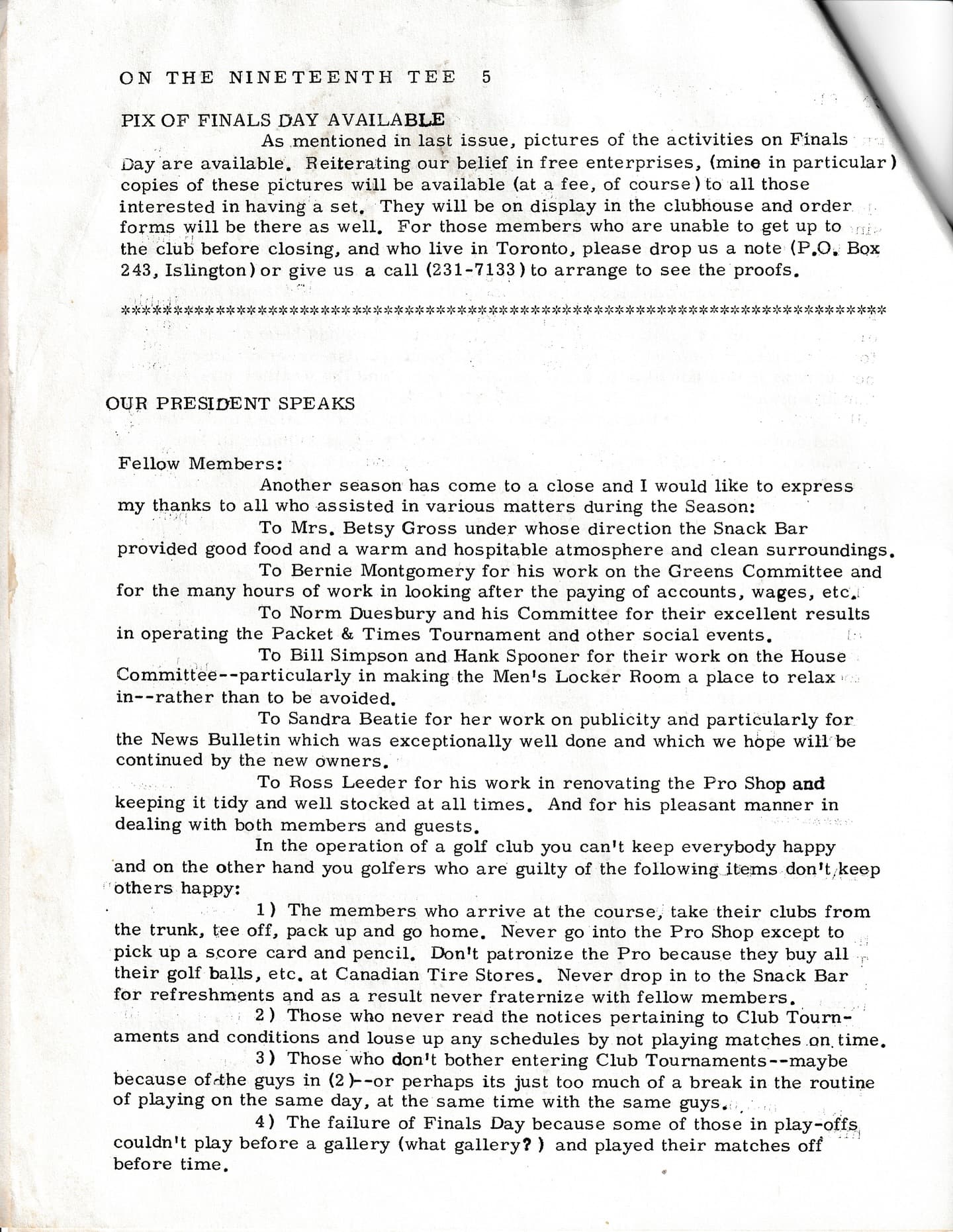 We recently found a collection of old club newsletters from the 1960s!

This edition was from October 1968, 57 years ago! #PlayTheLake