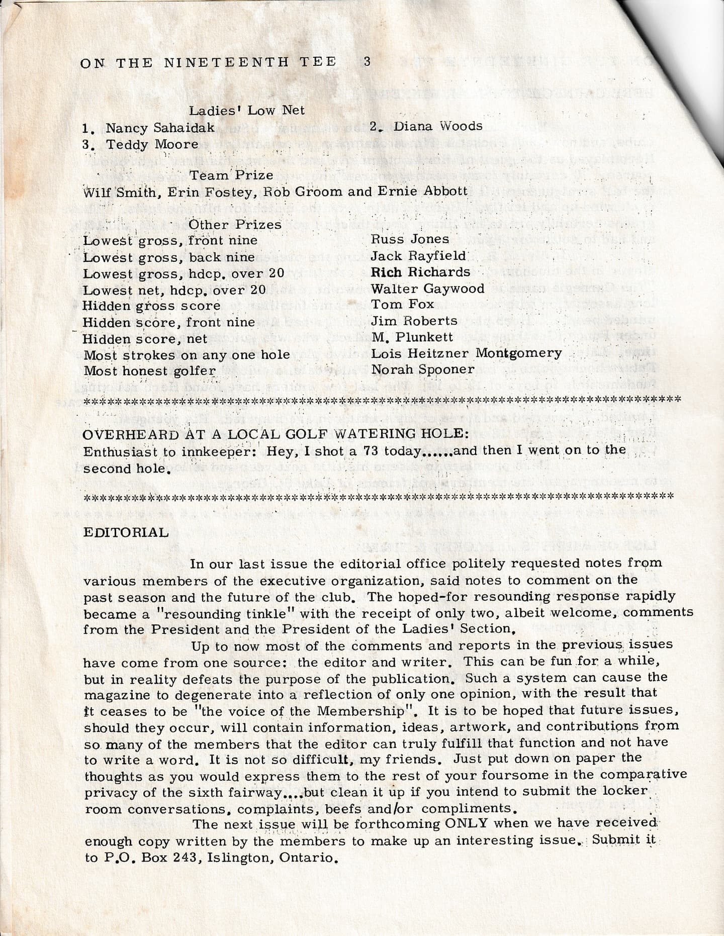 We recently found a collection of old club newsletters from the 1960s!

This edition was from October 1968, 57 years ago! #PlayTheLake