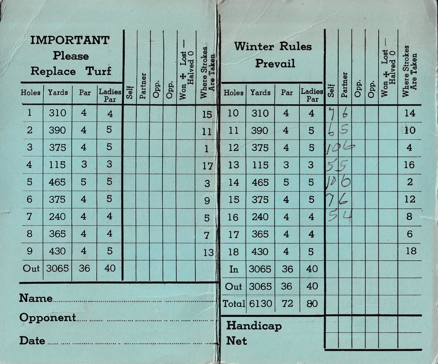 A scorecard from the 1950s that was found at a flea market in Guelph 🔥

At the time, only the north course existed and golfers would play it twice for 18 holes. Swipe to the last photo to see the layout! 

#PlayTheLake