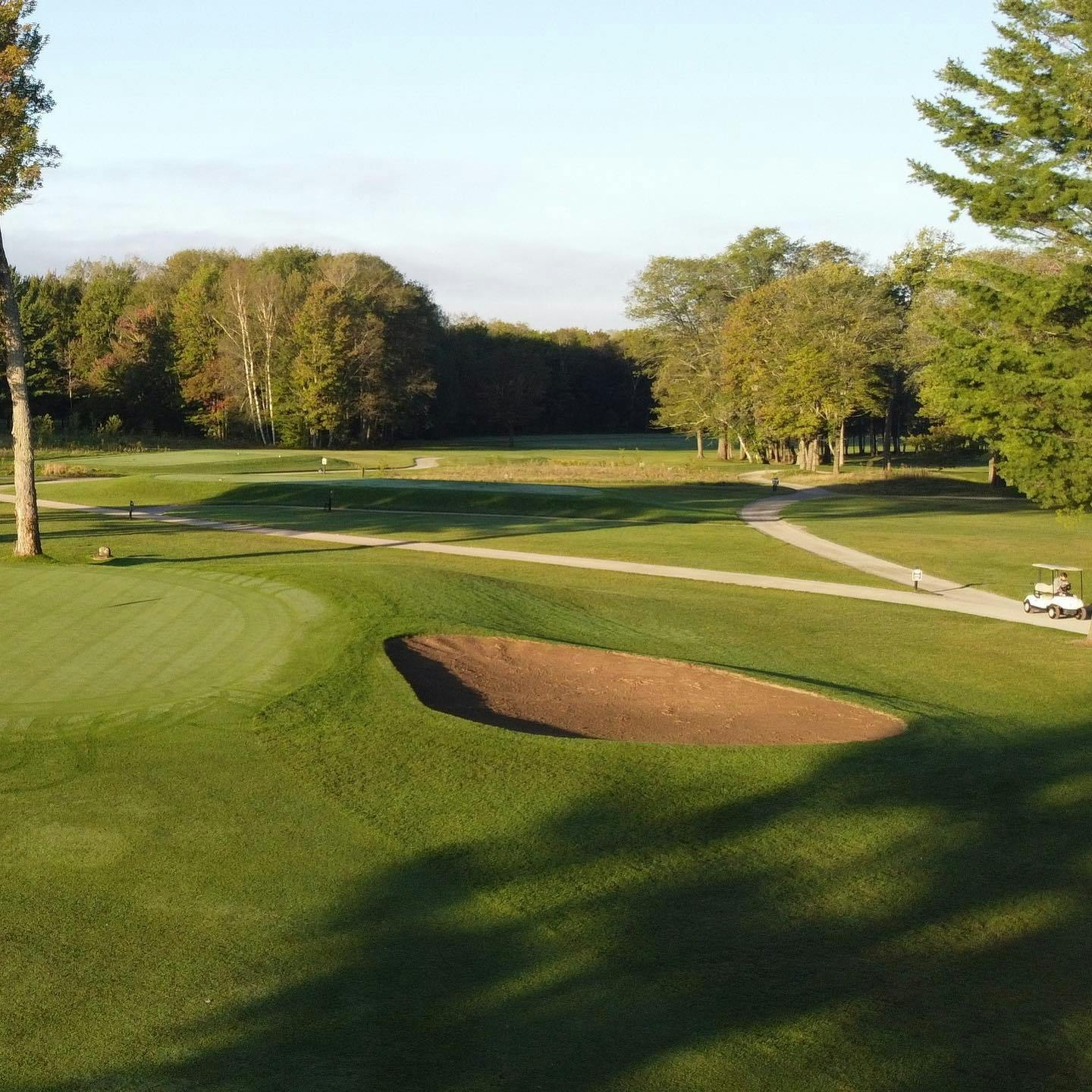 Originally beside the fairway bunker, 9 north green underwent a big move in 1968—125 yards back to its current spot. Kudos to architect Robbie Robinson for the new green, which was built as part of the south course construction. Pre-1968, it played as a 365-yard par 4 with a small square green. This hole was actually our opening hole for the first two years while the clubhouse was being built in the early 1950s. The original clubhouse was a small log cabin beside the yellow tees on 9. #LSGHistory #PlayTheLake