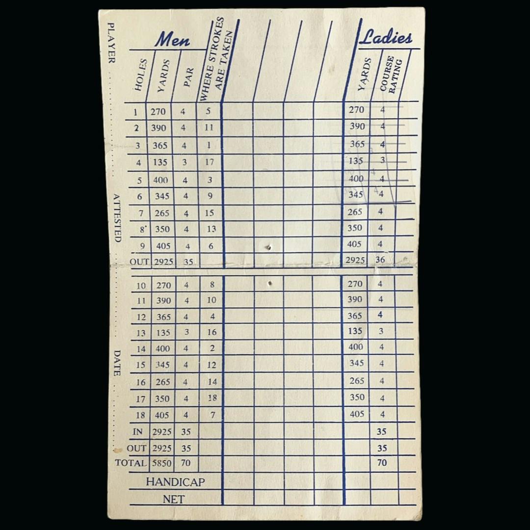 An old scorecard from the 1960s. At the time, only the north course existed and golfers would play it twice to play 18 holes. 

Swipe to the last image to see a map of the north course layout before it was changed to the current layout in 1970!

#PlayTheLake #LSGHistory